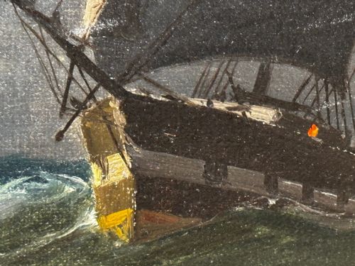 OIL PAINTING MARINE SHIP SAILING BY MOONLIGHT BY JOHN DAVIDSON LIDDELL - ADDITIONAL PHOTO 25