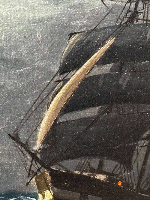 OIL PAINTING MARINE SHIP SAILING BY MOONLIGHT BY JOHN DAVIDSON LIDDELL - ADDITIONAL PHOTO 29