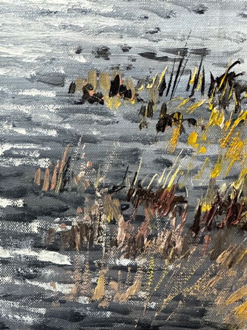 OIL PAINTING BRENT GEESE BRANCASTER STAITHE WETLANDS BY HUGH MONAHAN - ADDITIONAL PHOTO 7