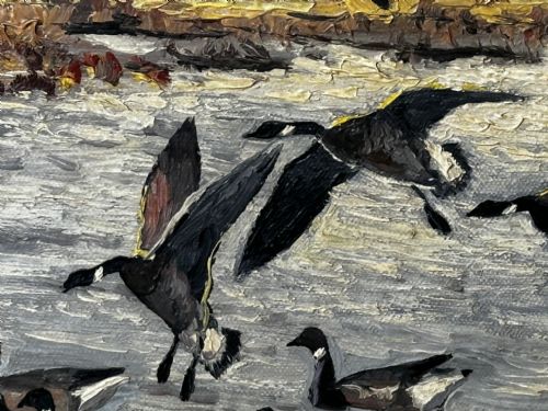 OIL PAINTING BRENT GEESE BRANCASTER STAITHE WETLANDS BY HUGH MONAHAN - ADDITIONAL PHOTO 14