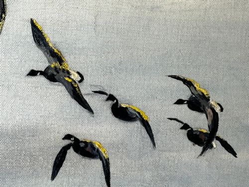 OIL PAINTING BRENT GEESE BRANCASTER STAITHE WETLANDS BY HUGH MONAHAN - ADDITIONAL PHOTO 28