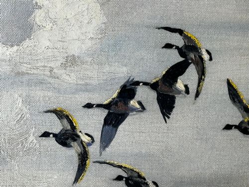 OIL PAINTING BRENT GEESE BRANCASTER STAITHE WETLANDS BY HUGH MONAHAN - ADDITIONAL PHOTO 29