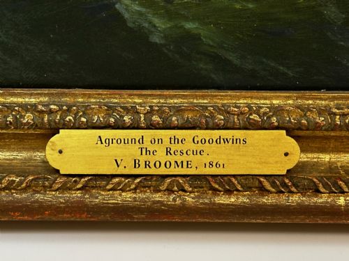 OIL PAINTING SHIP AGROUND RESCUE GOODWIN SANDS BY WILLIAM BROOME - ADDITIONAL PHOTO 2