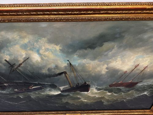OIL PAINTING SHIP AGROUND RESCUE GOODWIN SANDS BY WILLIAM BROOME - ADDITIONAL PHOTO 8