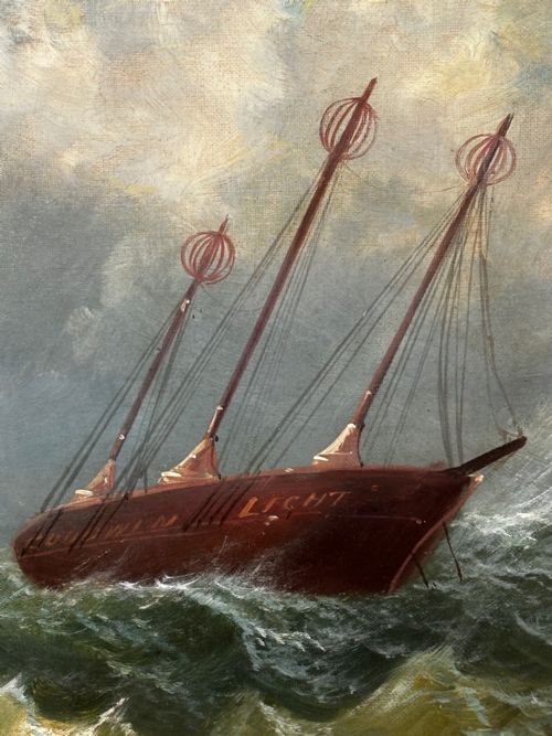 OIL PAINTING SHIP AGROUND RESCUE GOODWIN SANDS BY WILLIAM BROOME - ADDITIONAL PHOTO 15