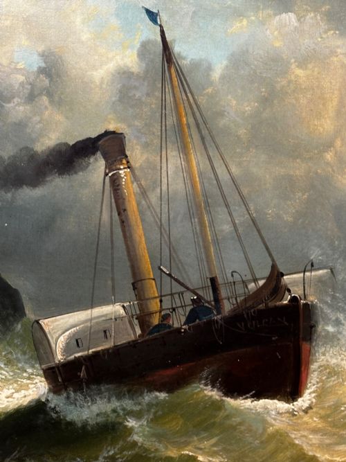 OIL PAINTING SHIP AGROUND RESCUE GOODWIN SANDS BY WILLIAM BROOME - ADDITIONAL PHOTO 17