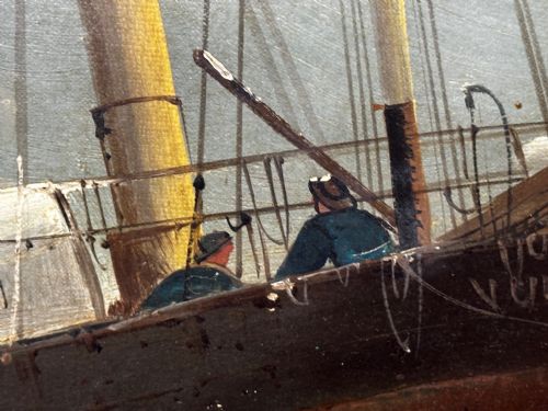 OIL PAINTING SHIP AGROUND RESCUE GOODWIN SANDS BY WILLIAM BROOME - ADDITIONAL PHOTO 19