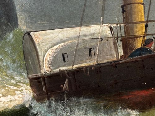 OIL PAINTING SHIP AGROUND RESCUE GOODWIN SANDS BY WILLIAM BROOME - ADDITIONAL PHOTO 20