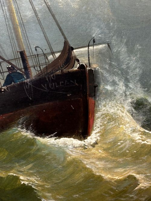 OIL PAINTING SHIP AGROUND RESCUE GOODWIN SANDS BY WILLIAM BROOME - ADDITIONAL PHOTO 23