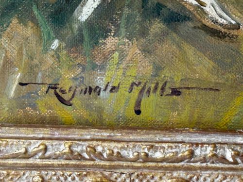 OIL PAINTING HUNTSMAN GREY HORSE FOXHOUND DOGS BY REGINALD MILLS RBA - ADDITIONAL PHOTO 16