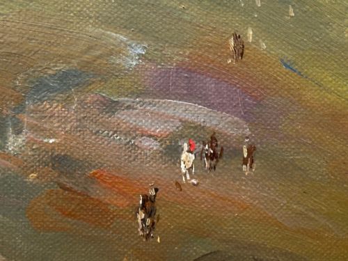 OIL PAINTING HUNTSMAN GREY HORSE FOXHOUND DOGS BY REGINALD MILLS RBA - ADDITIONAL PHOTO 25