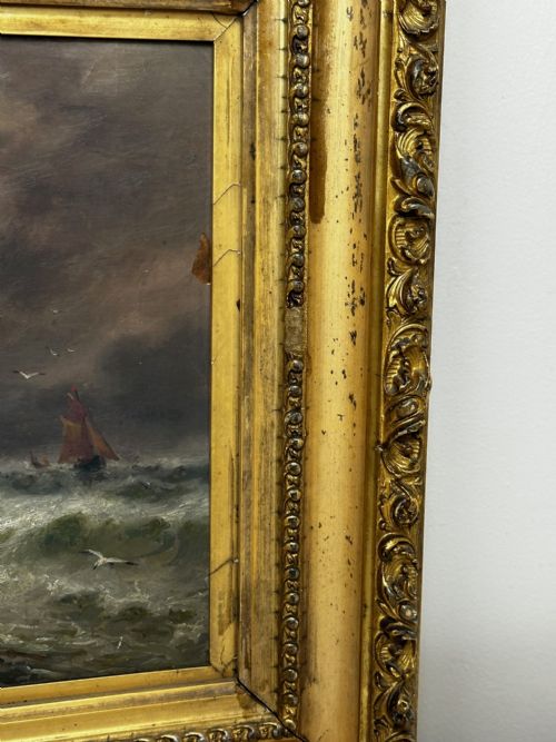 OIL PAINTING FISHERMEN UNLOADING CATCH BY SARAH LOUISA KILPACK - ADDITIONAL PHOTO 2