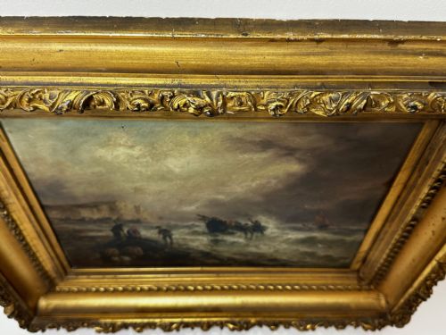 OIL PAINTING FISHERMEN UNLOADING CATCH BY SARAH LOUISA KILPACK - ADDITIONAL PHOTO 5