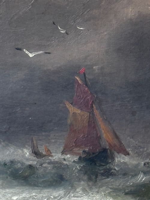 OIL PAINTING FISHERMEN UNLOADING CATCH BY SARAH LOUISA KILPACK - ADDITIONAL PHOTO 16