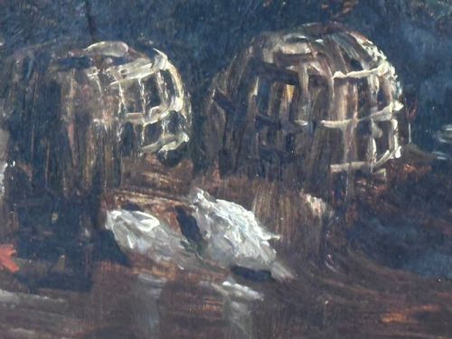 OIL PAINTING FISHERMEN UNLOADING CATCH BY SARAH LOUISA KILPACK - ADDITIONAL PHOTO 21
