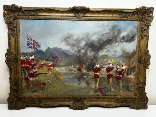 OIL PAINTING MILITARY BATTLE 2ND AFGHAN WAR BY FRANCIS RUSSELL FLINT - ADDITIONAL PHOTO 1