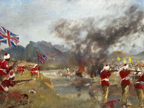 OIL PAINTING MILITARY BATTLE 2ND AFGHAN WAR BY FRANCIS RUSSELL FLINT - ADDITIONAL PHOTO 2