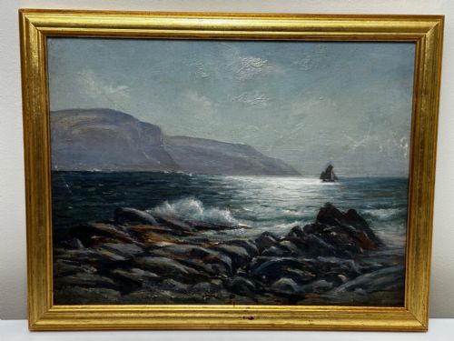 19TH CENTURY OIL PAINTING SUMMER MORNING SPANISH HEAD ISLE OF MAN - ADDITIONAL PHOTO 1