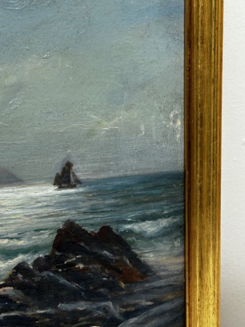 19TH CENTURY OIL PAINTING SUMMER MORNING SPANISH HEAD ISLE OF MAN - ADDITIONAL PHOTO 3