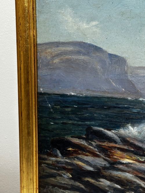 19TH CENTURY OIL PAINTING SUMMER MORNING SPANISH HEAD ISLE OF MAN - ADDITIONAL PHOTO 5