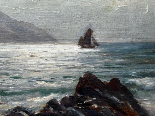 19TH CENTURY OIL PAINTING SUMMER MORNING SPANISH HEAD ISLE OF MAN - ADDITIONAL PHOTO 11