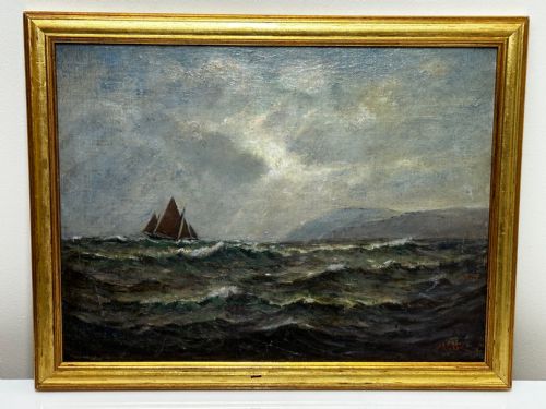 19TH CENTURY OIL PAINTING SPRING BREEZE GARWICK BAY ISLE OF MAN - ADDITIONAL PHOTO 1