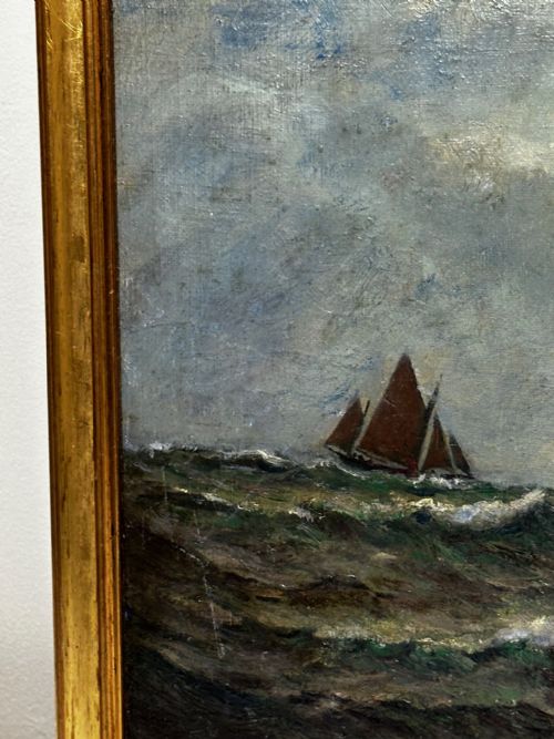 19TH CENTURY OIL PAINTING SPRING BREEZE GARWICK BAY ISLE OF MAN - ADDITIONAL PHOTO 3