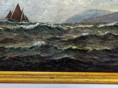 19TH CENTURY OIL PAINTING SPRING BREEZE GARWICK BAY ISLE OF MAN - ADDITIONAL PHOTO 4