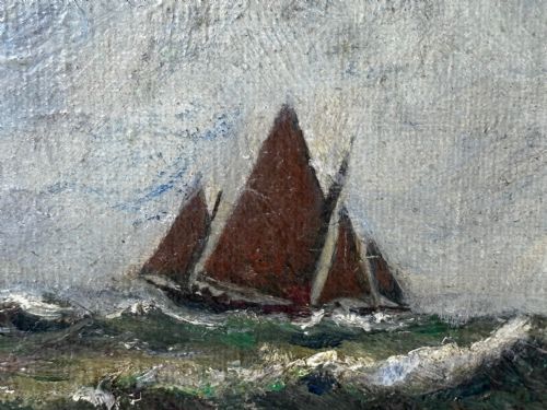 19TH CENTURY OIL PAINTING SPRING BREEZE GARWICK BAY ISLE OF MAN - ADDITIONAL PHOTO 8