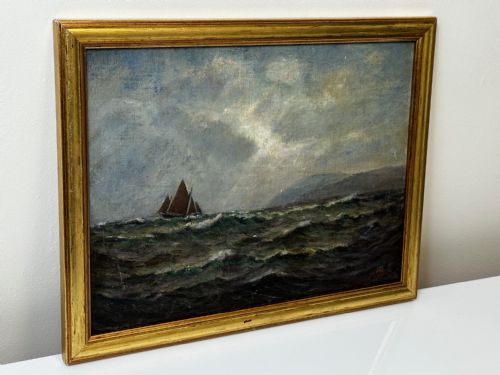 19TH CENTURY OIL PAINTING SPRING BREEZE GARWICK BAY ISLE OF MAN - ADDITIONAL PHOTO 19