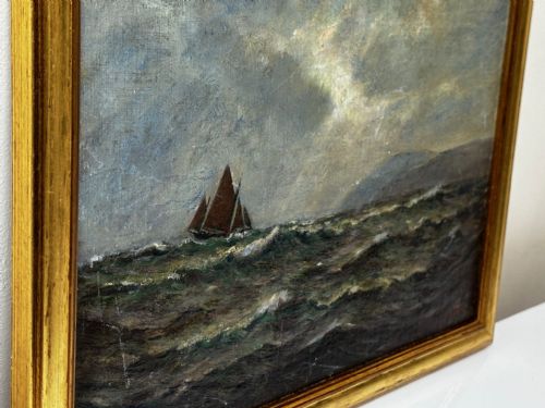 19TH CENTURY OIL PAINTING SPRING BREEZE GARWICK BAY ISLE OF MAN - ADDITIONAL PHOTO 22