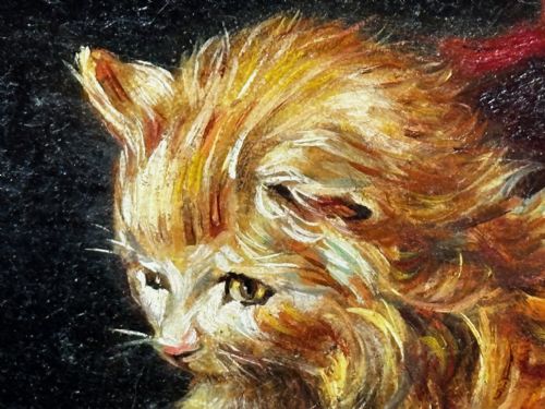 OIL PAINTING KITTEN PATIENCE BY FRANCISCO JOS DOMINGO Y MARQUS - ADDITIONAL PHOTO 13