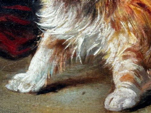 OIL PAINTING KITTEN PATIENCE BY FRANCISCO JOS DOMINGO Y MARQUS - ADDITIONAL PHOTO 14