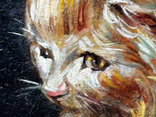 OIL PAINTING KITTEN PATIENCE BY FRANCISCO JOS DOMINGO Y MARQUS - ADDITIONAL PHOTO 15