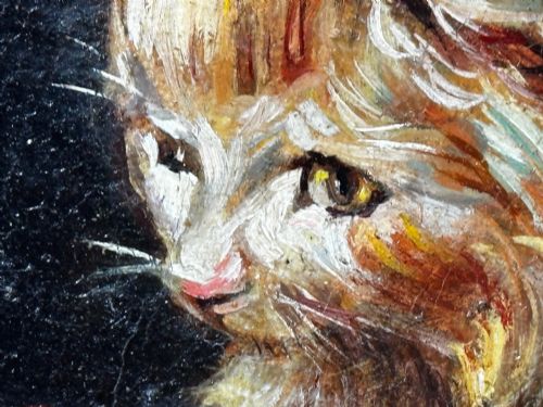 OIL PAINTING KITTEN PATIENCE BY FRANCISCO JOS DOMINGO Y MARQUS - ADDITIONAL PHOTO 16