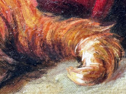 OIL PAINTING KITTEN PATIENCE BY FRANCISCO JOS DOMINGO Y MARQUS - ADDITIONAL PHOTO 17