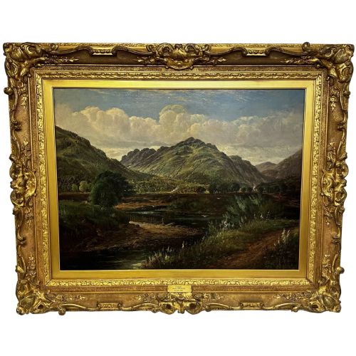 huge victorian oil painting highlands glen goil by james greenlees - CATEGORY: ANTIQUE ART - DATED VICTORIAN