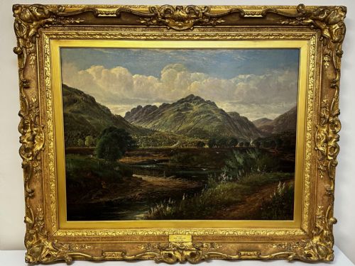 HUGE VICTORIAN OIL PAINTING HIGHLANDS GLEN GOIL BY JAMES GREENLEES - ADDITIONAL PHOTO 1