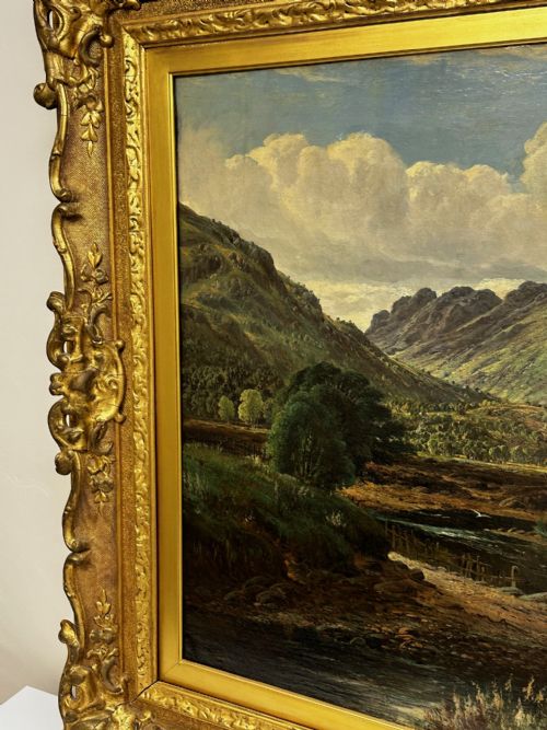 HUGE VICTORIAN OIL PAINTING HIGHLANDS GLEN GOIL BY JAMES GREENLEES - ADDITIONAL PHOTO 2