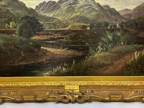 HUGE VICTORIAN OIL PAINTING HIGHLANDS GLEN GOIL BY JAMES GREENLEES - ADDITIONAL PHOTO 3