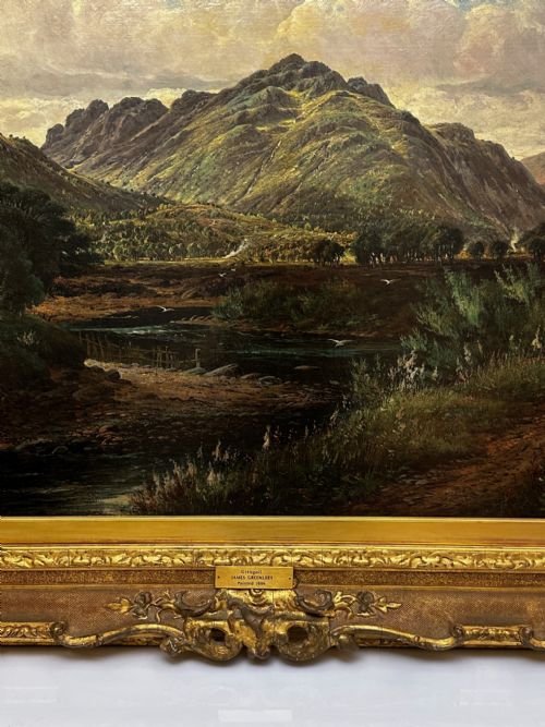 HUGE VICTORIAN OIL PAINTING HIGHLANDS GLEN GOIL BY JAMES GREENLEES - ADDITIONAL PHOTO 5