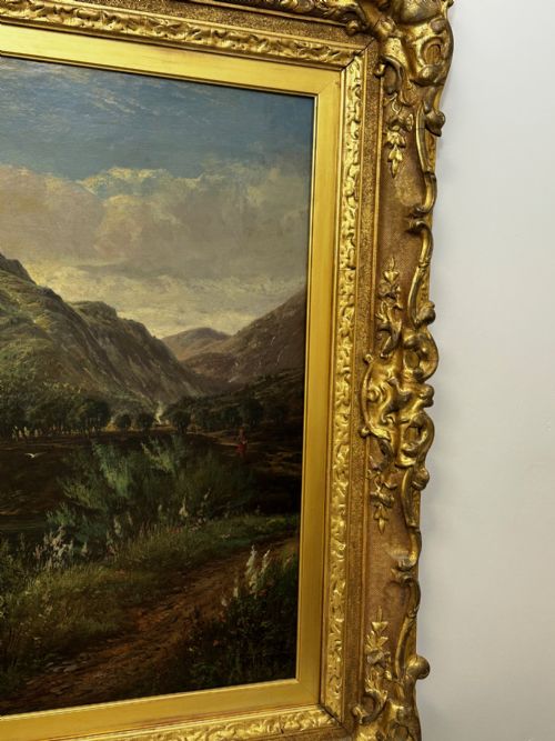 HUGE VICTORIAN OIL PAINTING HIGHLANDS GLEN GOIL BY JAMES GREENLEES - ADDITIONAL PHOTO 6