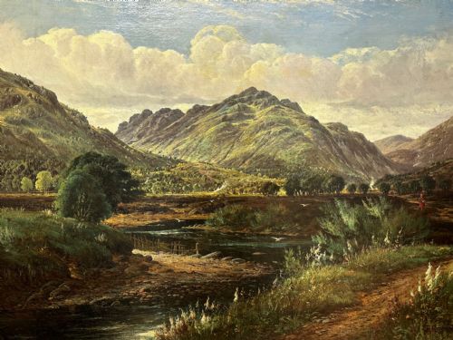 HUGE VICTORIAN OIL PAINTING HIGHLANDS GLEN GOIL BY JAMES GREENLEES - ADDITIONAL PHOTO 18