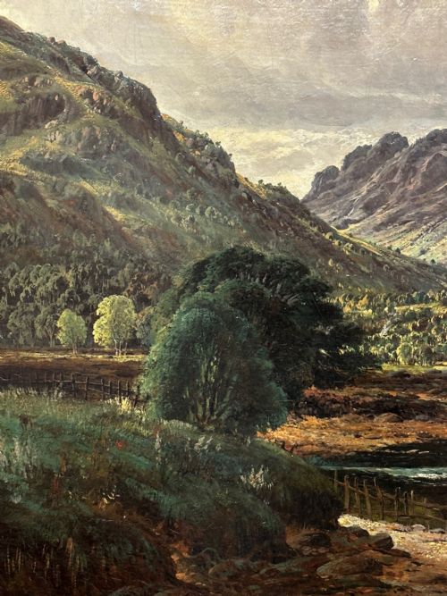 HUGE VICTORIAN OIL PAINTING HIGHLANDS GLEN GOIL BY JAMES GREENLEES - ADDITIONAL PHOTO 23