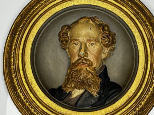 VICTORIAN CHARLES DICKENS PORTRAIT WALL SCULPTURE - ADDITIONAL PHOTO 2