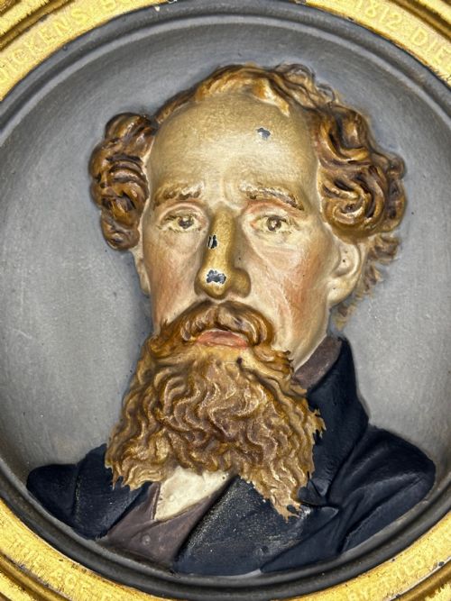 VICTORIAN CHARLES DICKENS PORTRAIT WALL SCULPTURE - ADDITIONAL PHOTO 4