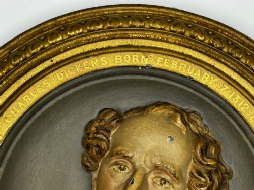 VICTORIAN CHARLES DICKENS PORTRAIT WALL SCULPTURE - ADDITIONAL PHOTO 15
