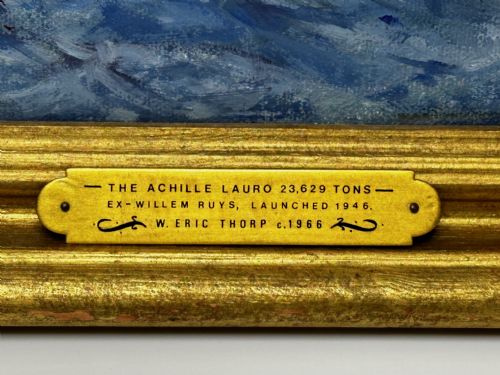OIL PAINTING MS ACHILLE LAURO SHIP BY WILLIAM ERIC THORP - ADDITIONAL PHOTO 7