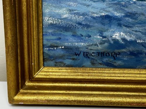 OIL PAINTING MS ACHILLE LAURO SHIP BY WILLIAM ERIC THORP - ADDITIONAL PHOTO 8