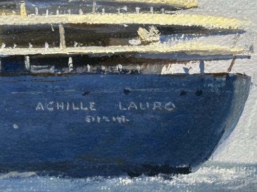 OIL PAINTING MS ACHILLE LAURO SHIP BY WILLIAM ERIC THORP - ADDITIONAL PHOTO 12